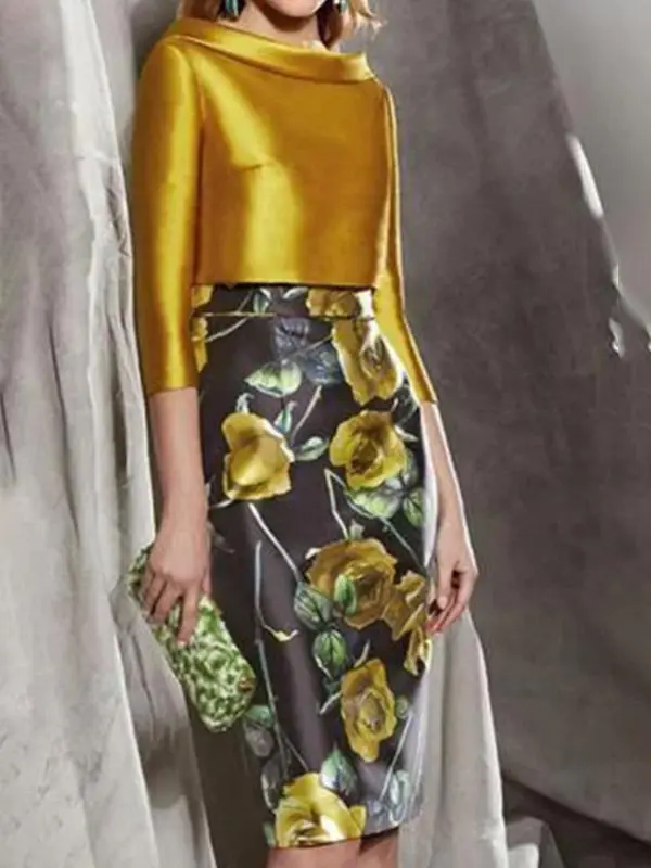 Retro Print Floral Temperament Two-piece Set