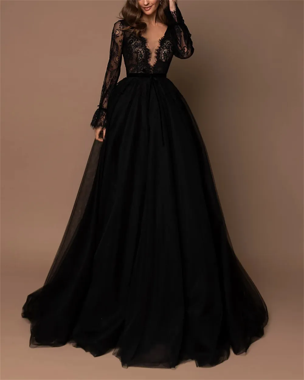 Women's Solid Color Mesh Lace Dress