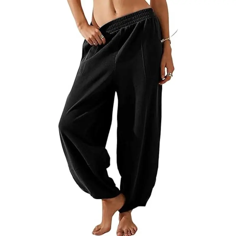 Women's Baggy Wide Leg Palazzo Pants – Casual Elastic Waist with Pockets