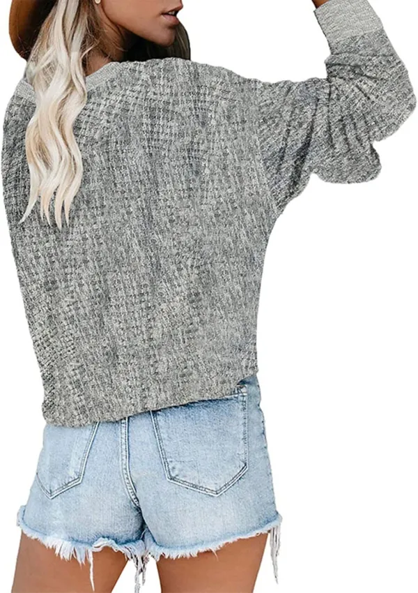 Women's Fall Sweater 2023 Wrap Sweaters Long Sleeve Knitted Asymmetric Hem Pullover Solid Color Tops Sweater