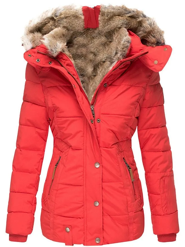 Women's Winter Parka Fleece Lined Puffer Jacket with Hood（🛒Clearance Sale🛒）