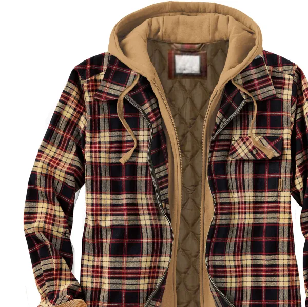 Men's Autumn & Winter Outdoor Casual Checked Hooded Jacket