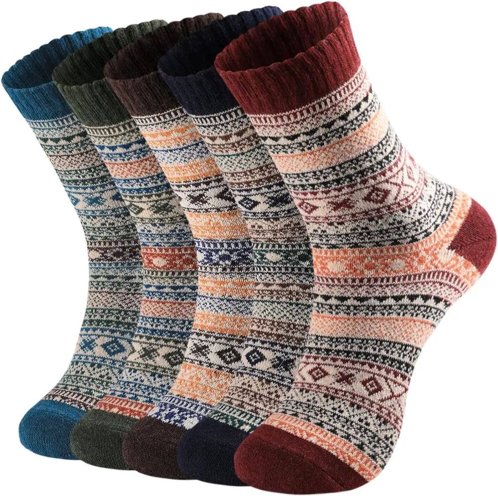 Clothirily Wool Socks- Thick Soft Wool Socks for Women, Vintage Warm Womens Wool Socks, Winter Warm Boot Socks for Women Men