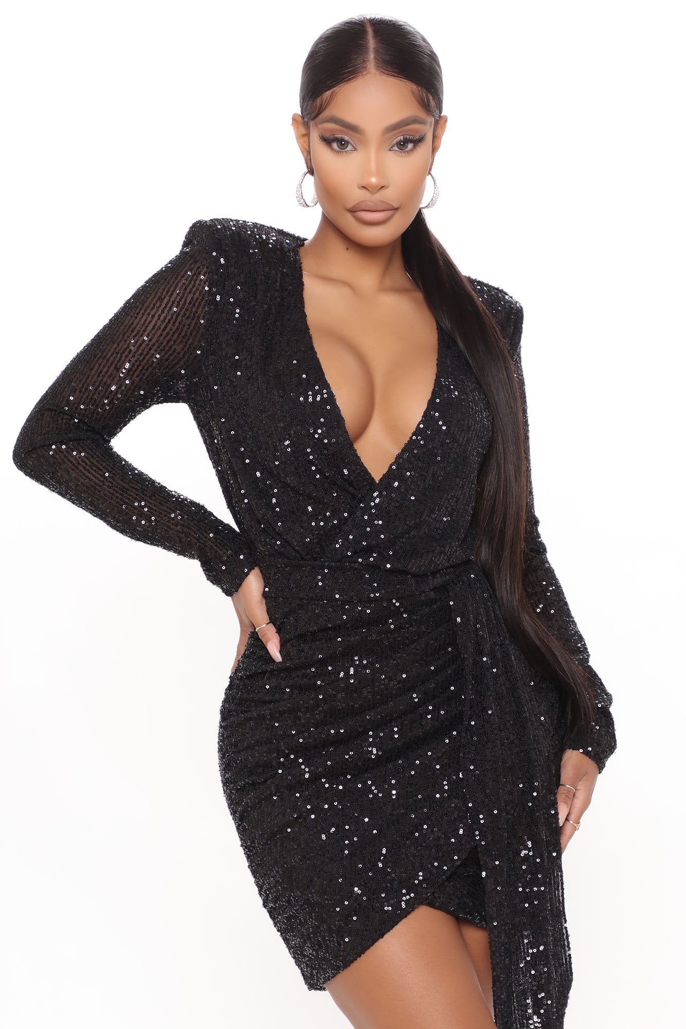 Center Stage Sequin Mini Dress - Black