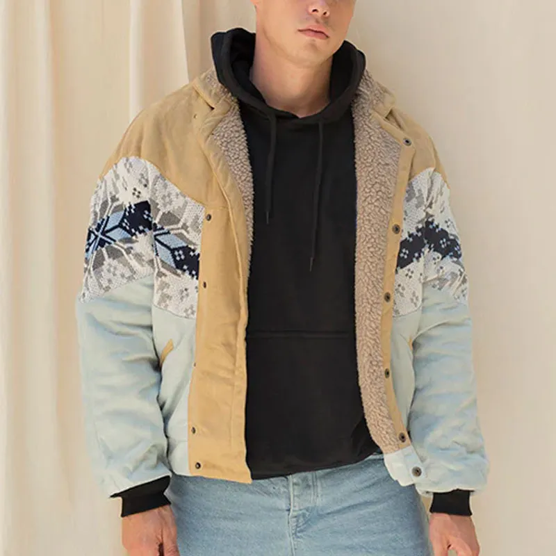 Mens Winter Vintage Fleece Bomber Jacket