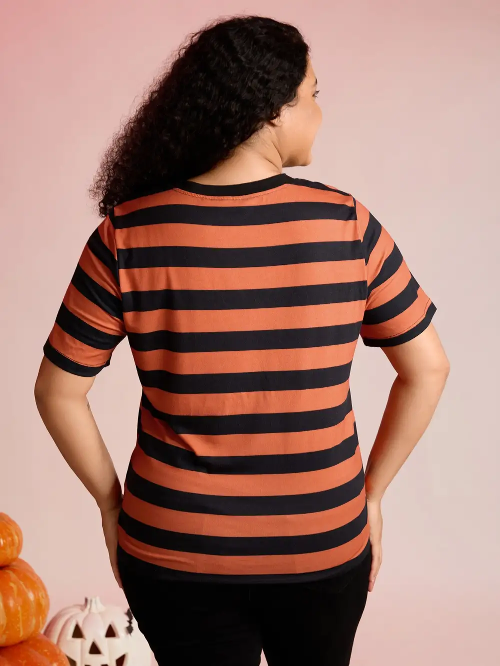 Pumpkin Patch Stripe Heart Cut-Out T-Shirt