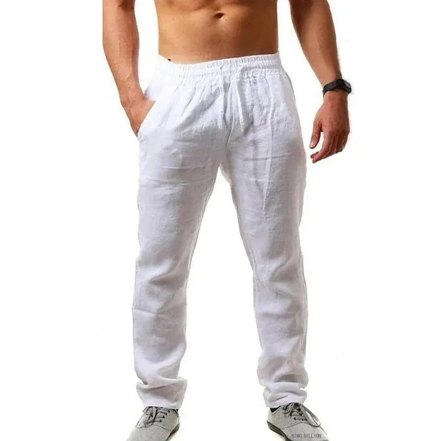 Men's Linen Pants Trousers Beach Pants Pocket Drawstring Elastic Waistband Plain Comfort Breathable Daily Stylish Hip Hop Dark Khaki Light Khaki Micro-elastic