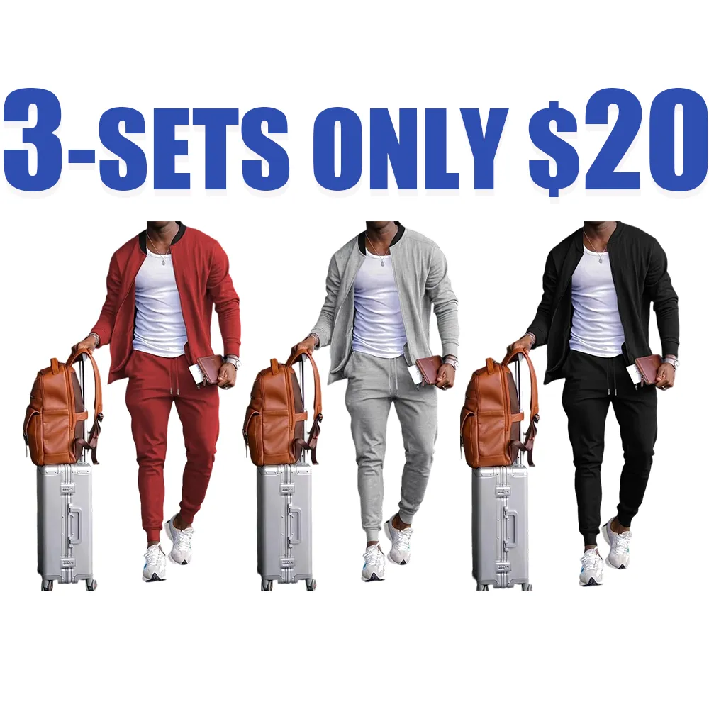 Men’s 2-Piece Sportswear Set – Zip Jacket & Drawstring Pants