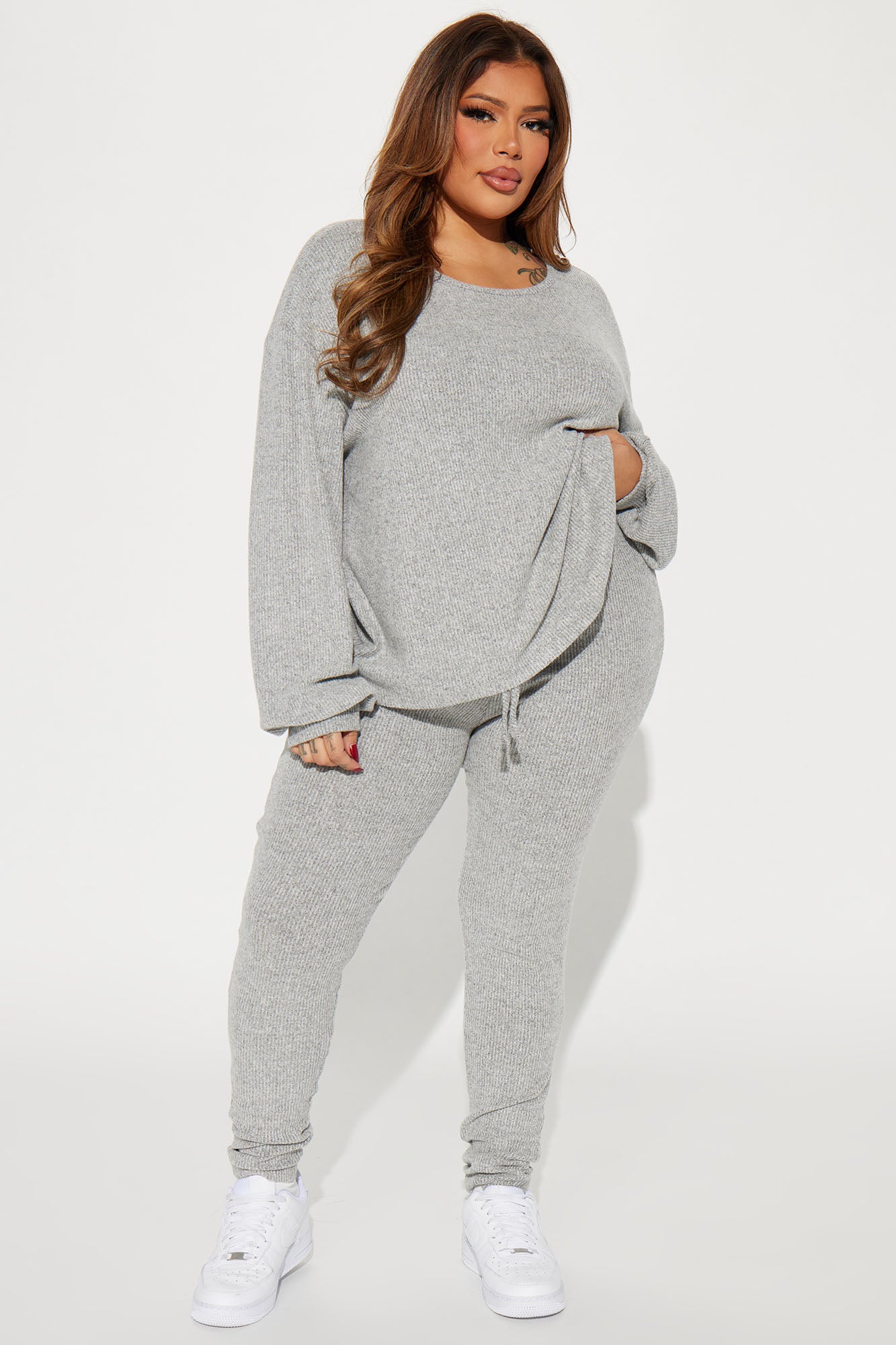 Comfy N Cozy Legging Set - Heather Grey