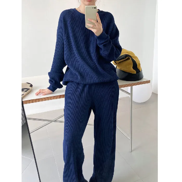 Waffle loose fashion casual sports suit