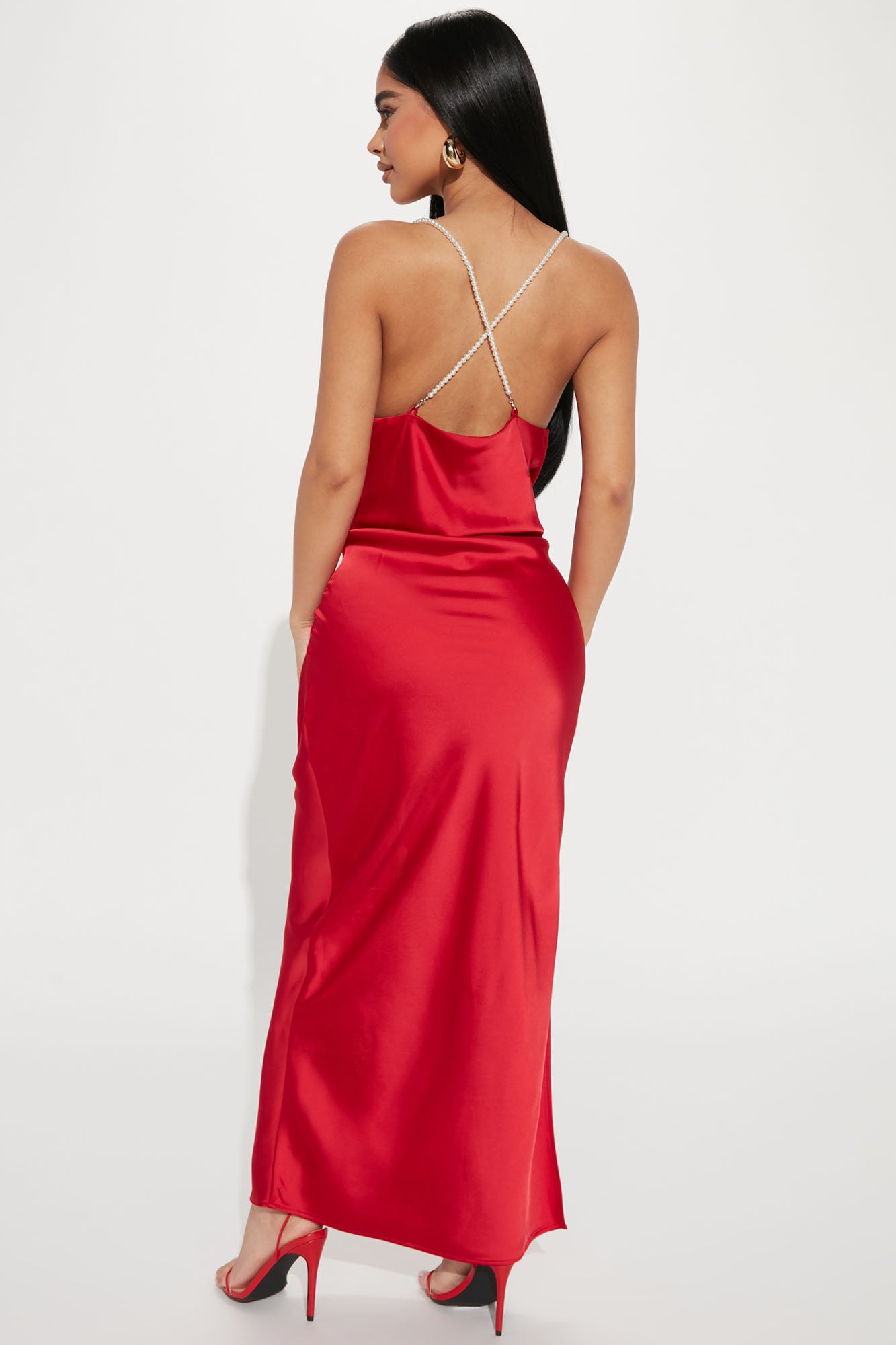 Kate Satin Maxi Dress - Red