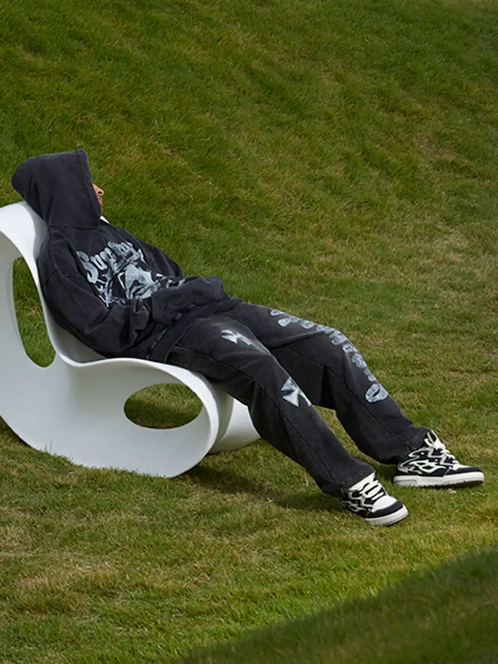 Heavy Duty Washed Jesus Graphic Hoodie - 1973