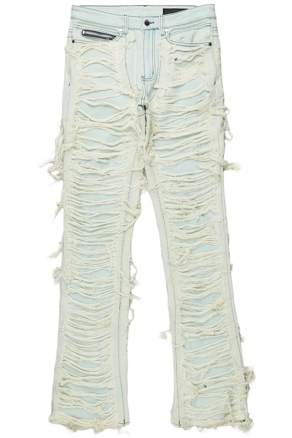 Conrad Light Blue Stacked Flare Jean