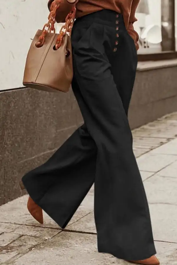 Casual Simplicity Solid Pocket High Waist Solid Color Bottoms(3 Colors)