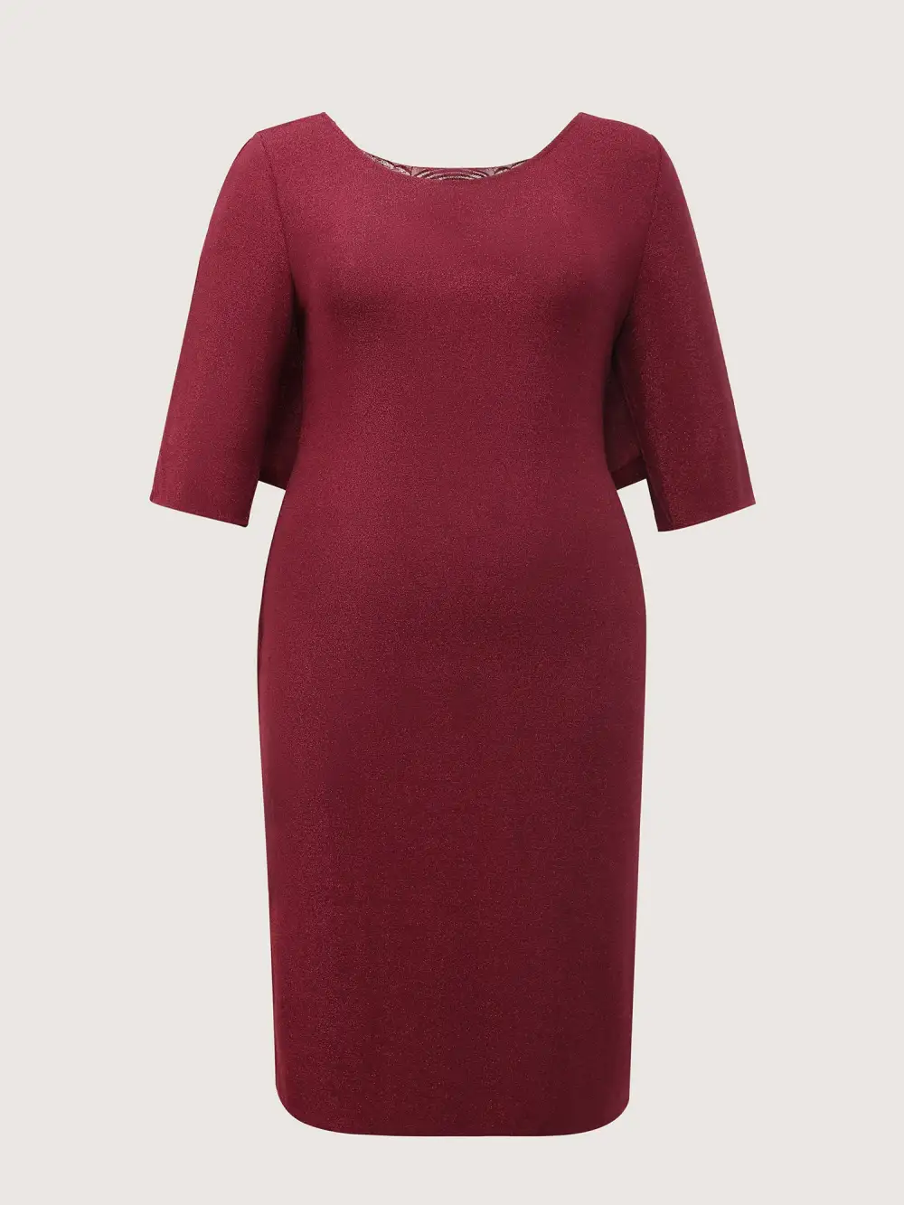 Lurex Drape Back Lace Trim Midi Dress