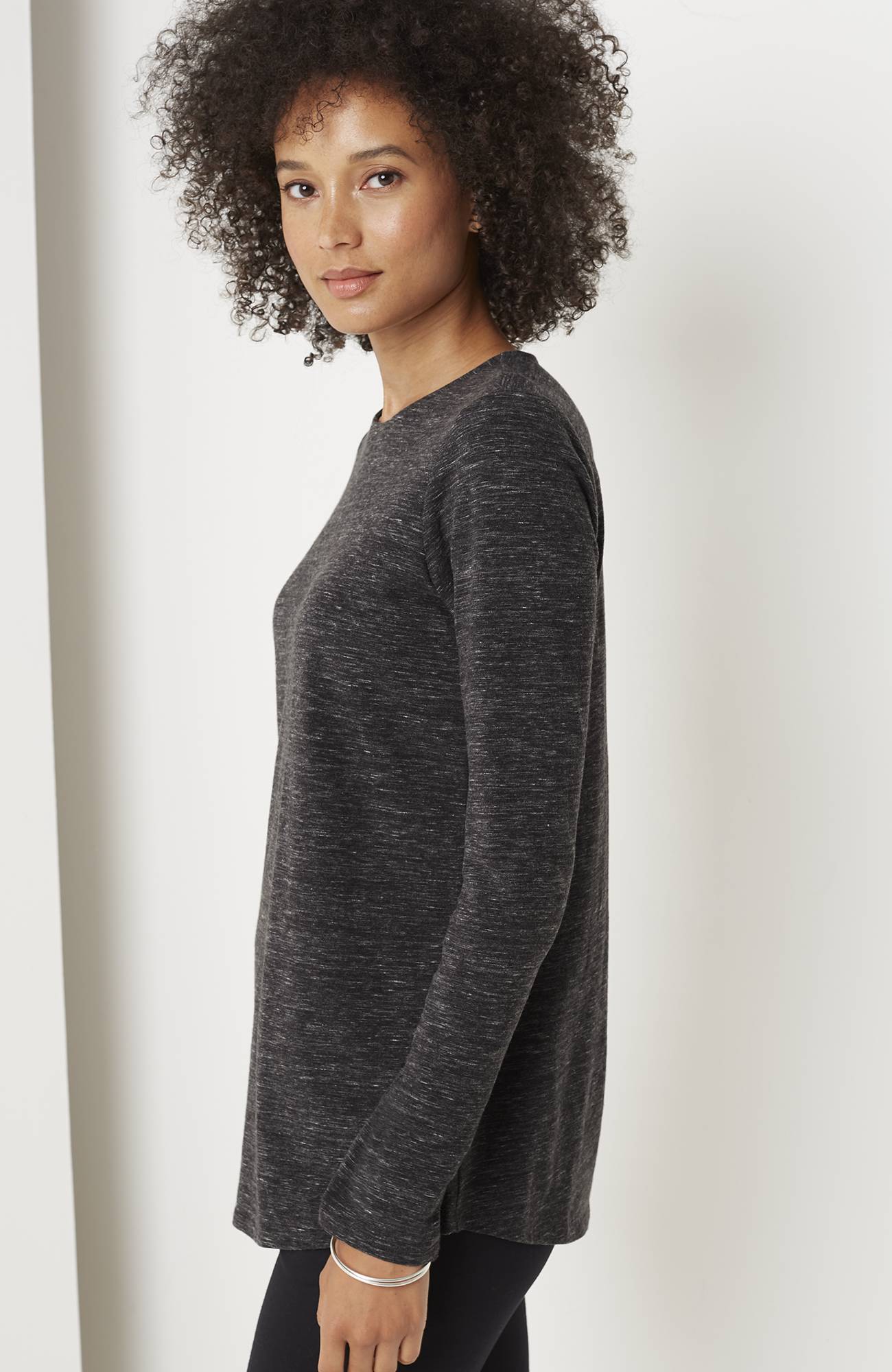 pure jill long-sleeve shirttail tee