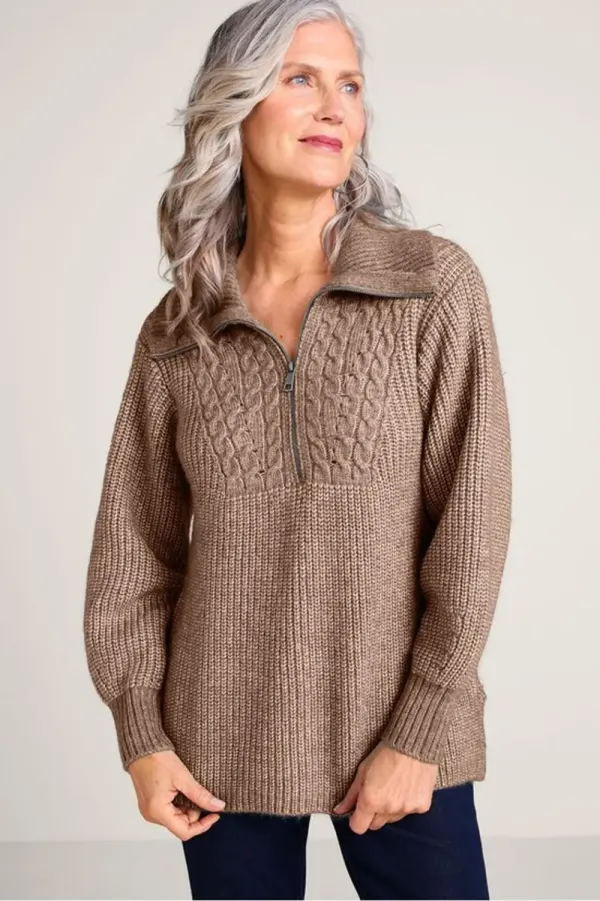 Half-Zip Cable Pullover Sweater