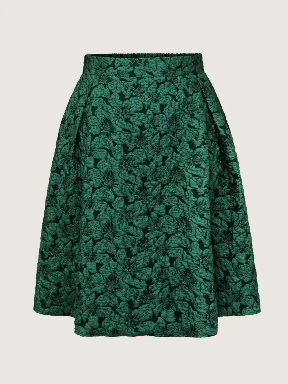 Floral Jacquard Pleated Midi Skirt