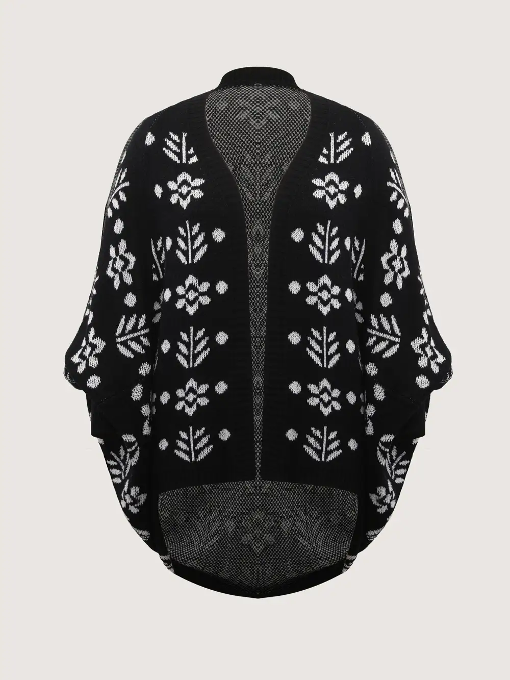 Floral Pattern Cloak-Style Cardigan