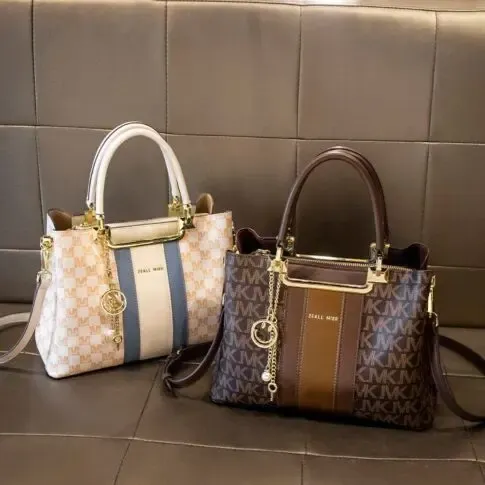 striped print tote bag