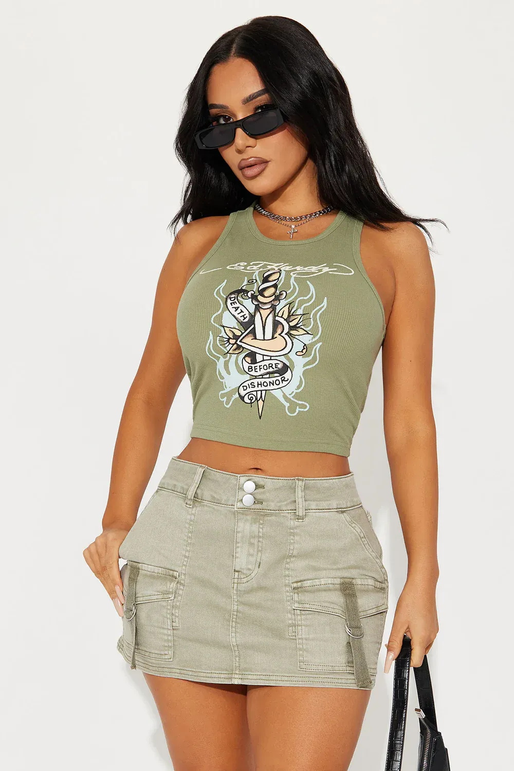 Ed Hardy Dagger Tank - Olive