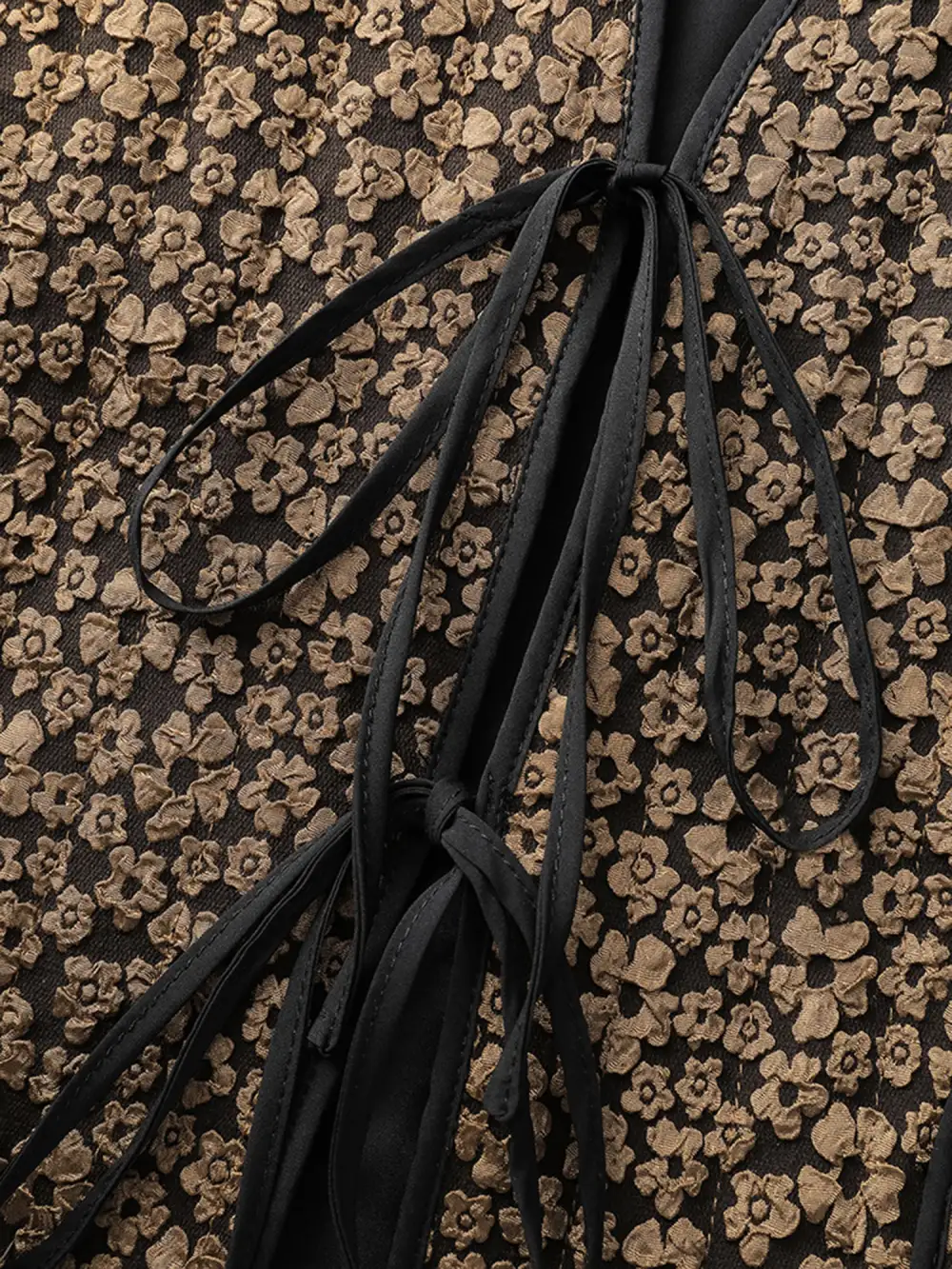 Floral Print Three Ties Quilted Vest