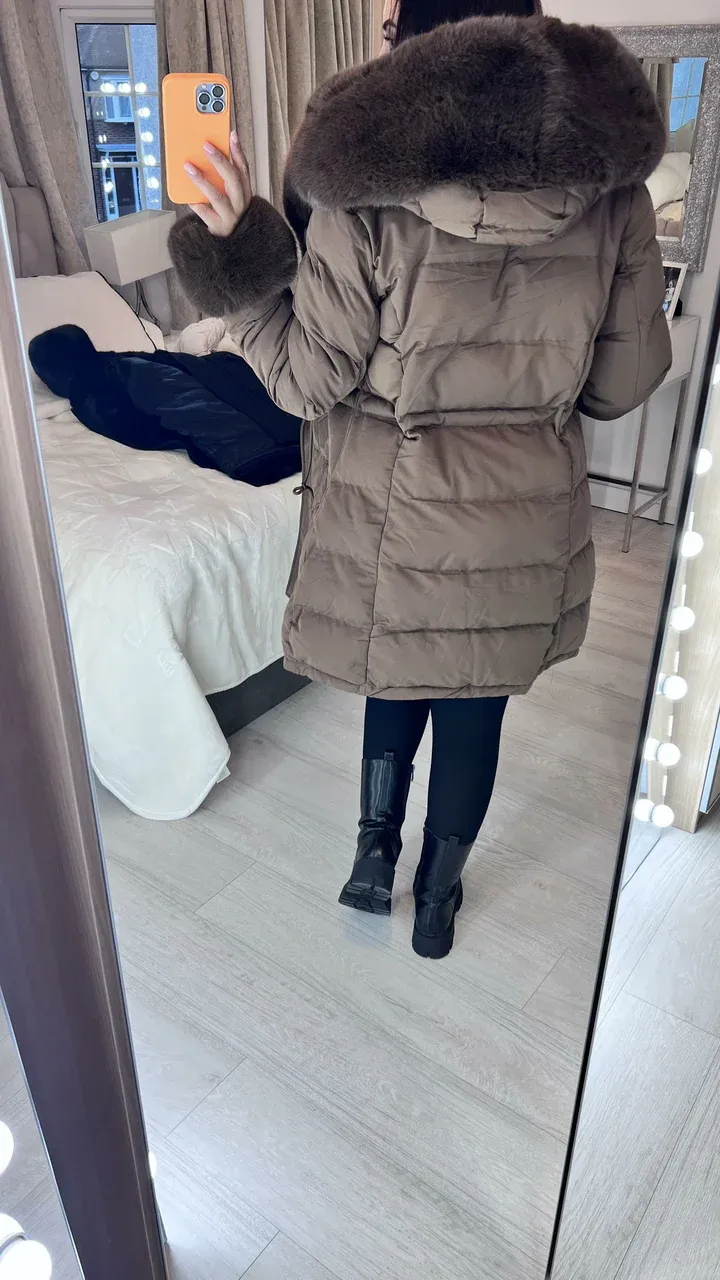 Black Luxury Faux Fur Trim Coat