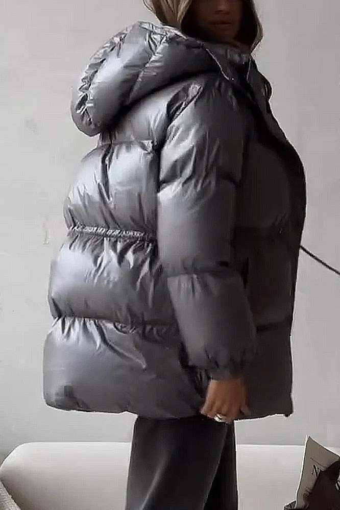 Women's Fashion Solid Color Zipper Down Jacket
