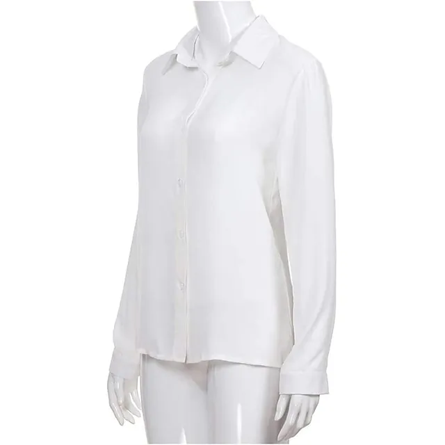 Women's Blouse Shirt Plain Shirt Collar Business Basic Elegant Tops Blue Yellow Gray
