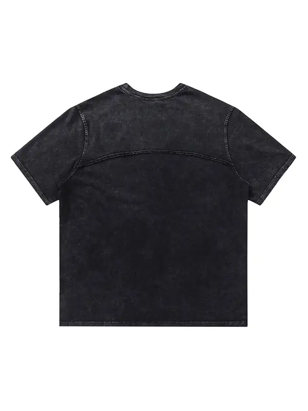 Split Raw Edge Short Sleeve T-shirt - 2159