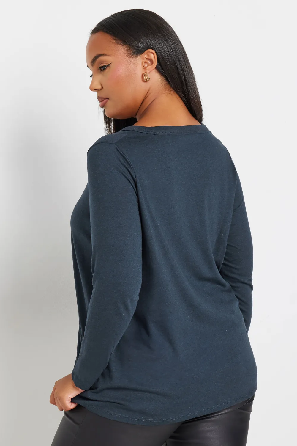 YOURS Curve Black Cotton Long Sleeve T-Shirt
