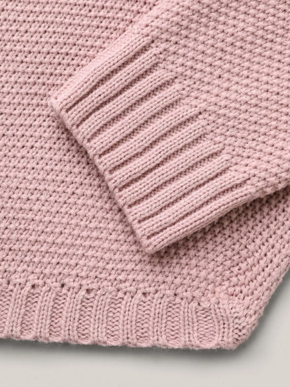 Plain Textured Button Detail Curved Hem Pullover