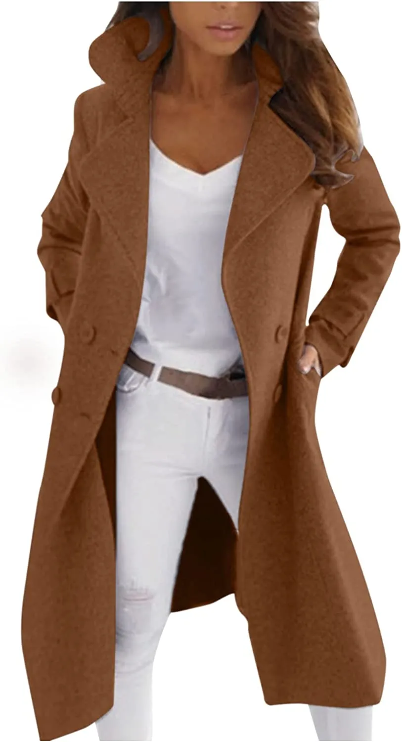 Xiloccer Womens Long Trench Coat Windbreaker Jacket Lightweight Long Outerwear Warm Jacket Women's Plus Size Trench Coat