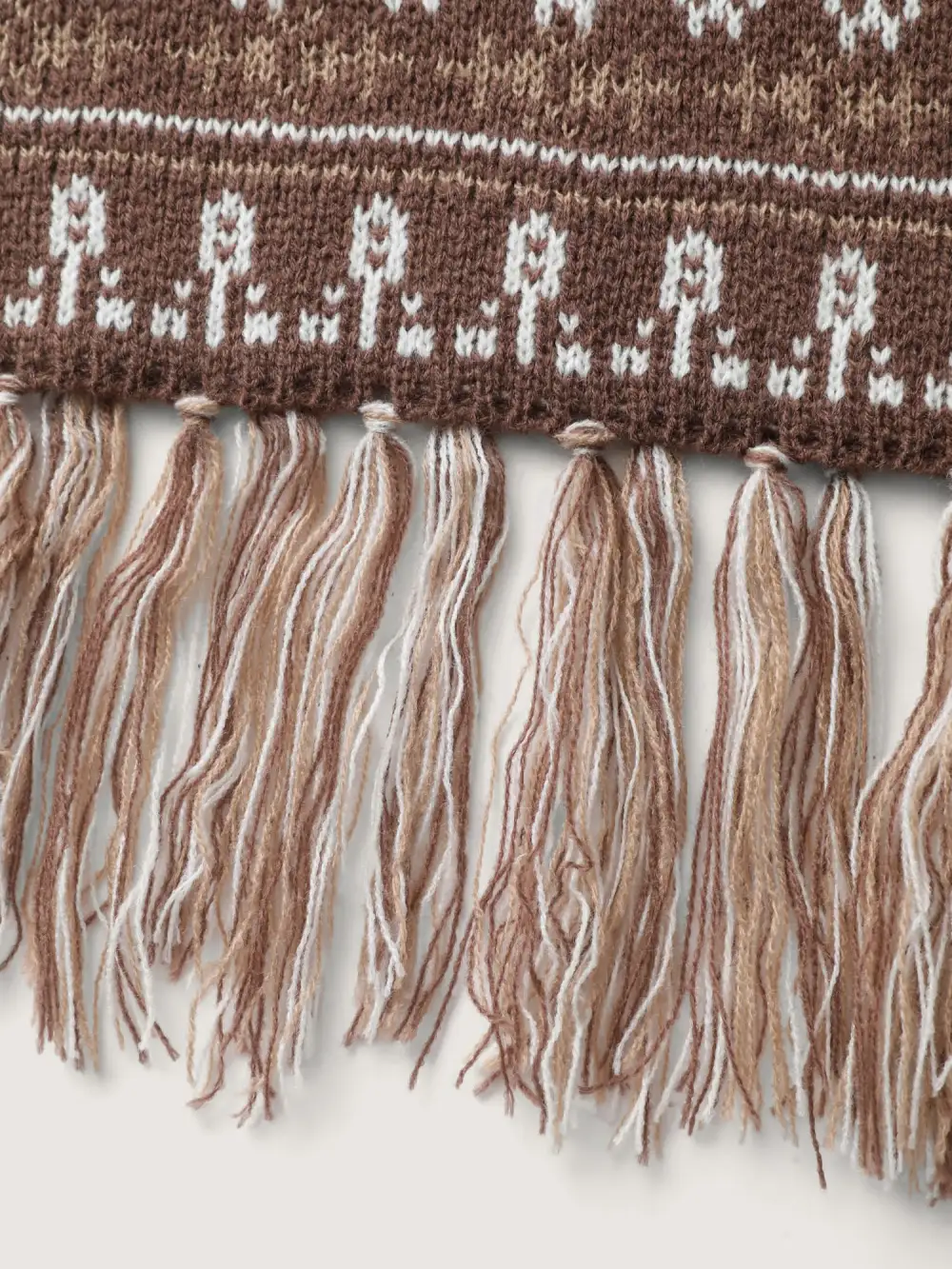 Boho Jacquard Folded Collar Tassels Cardigan