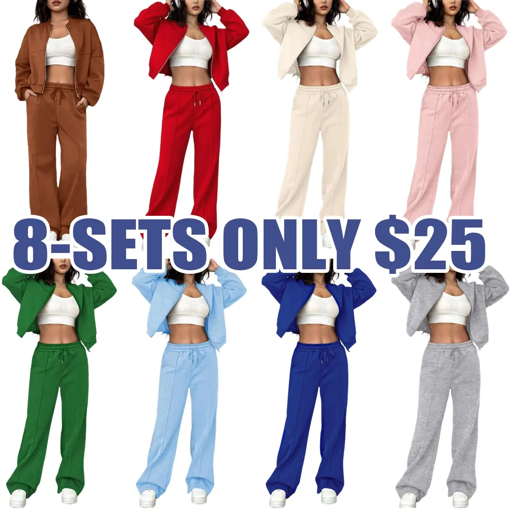 Women's Zip Up Jacket & Elastic Waist Pants Set