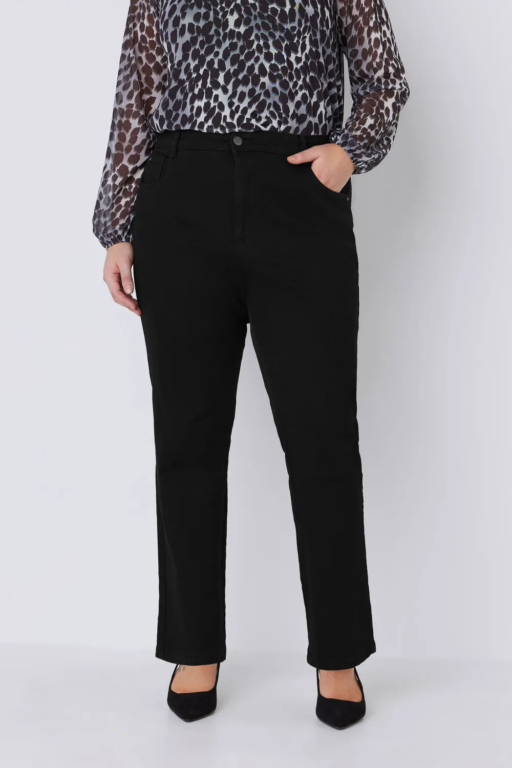 EVANS Curve Blue Mid Wash Straight Leg Jeans