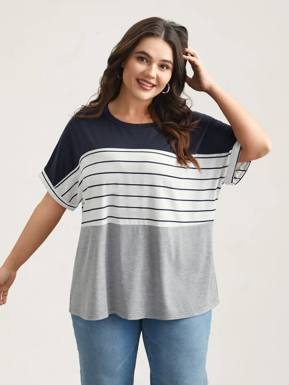 Color-Block Stretchy Stripes T-Shirt