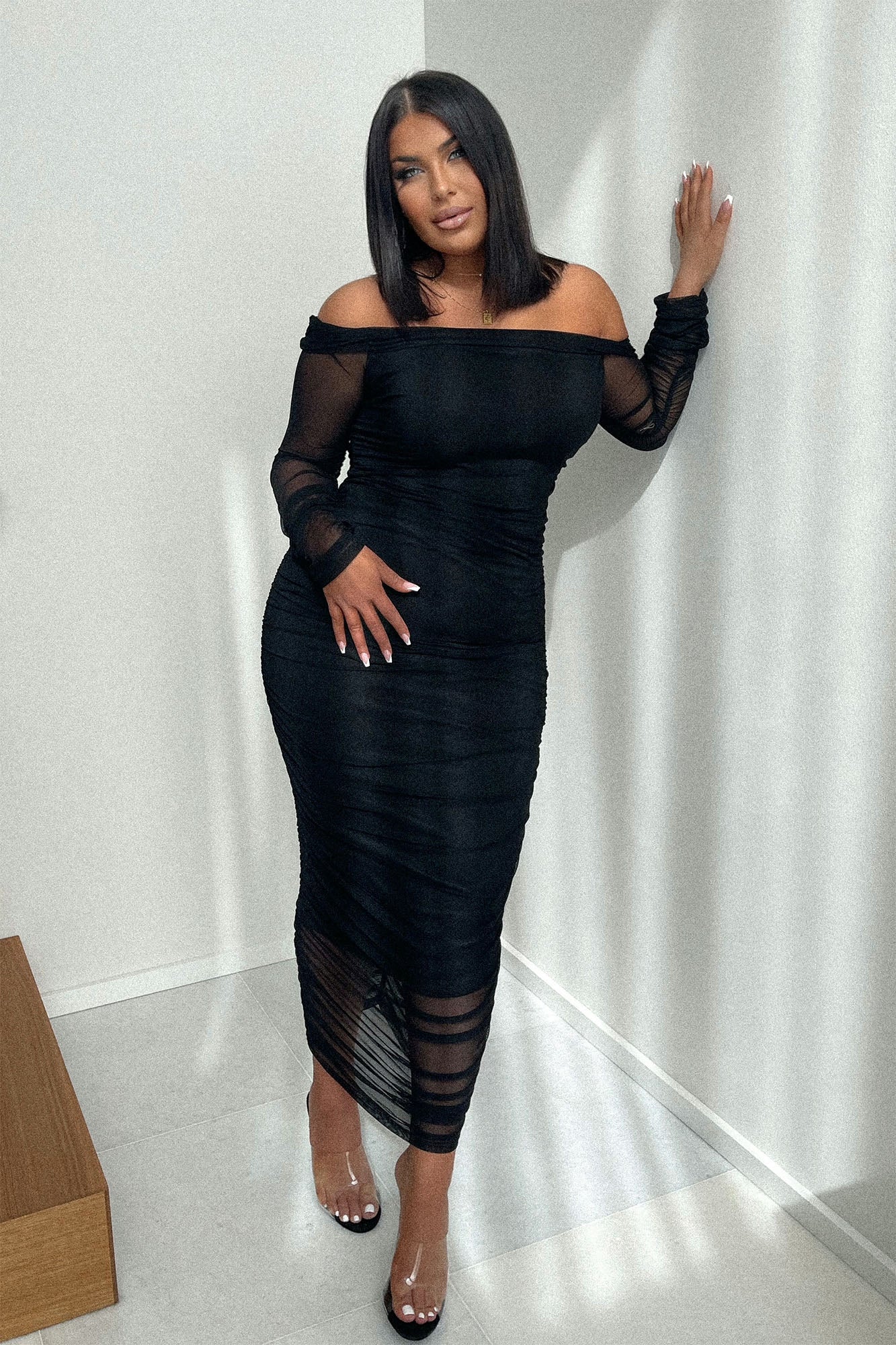 Top Trend Ruched Maxi Dress - Black