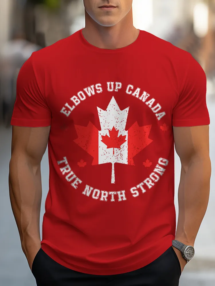 Men'S Elbows Up Canada True North Strong T-Shirt