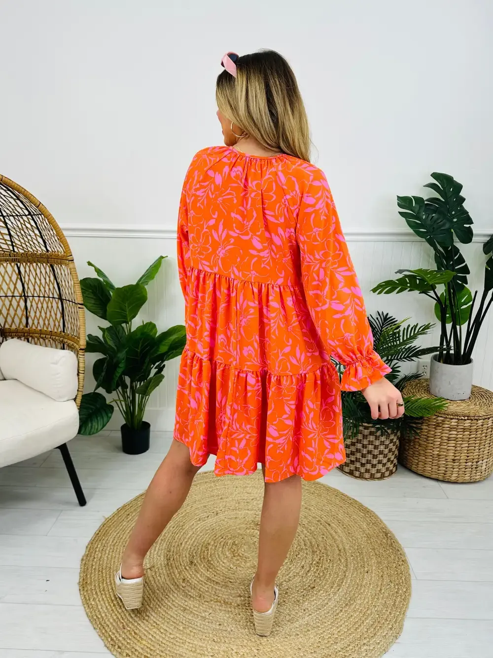 Tropical Tango Dress In Coral Orange