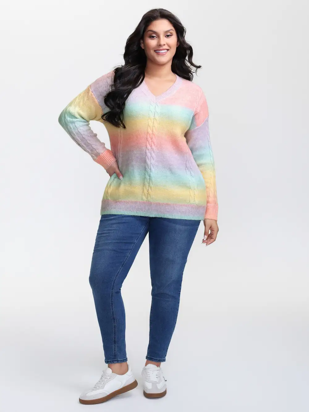 Twisted Texture Color Gradient Pullover