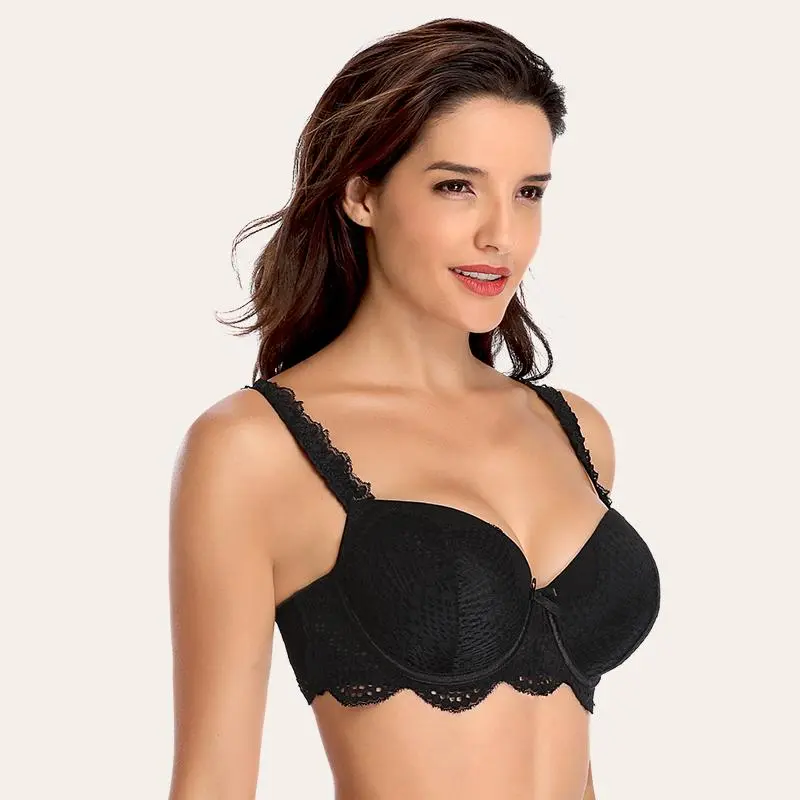 Lace Bra Beauty Back Clasp Push Up Underwire Bra Multi-way