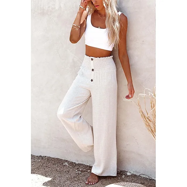 Women's Wide Leg Cotton Linen