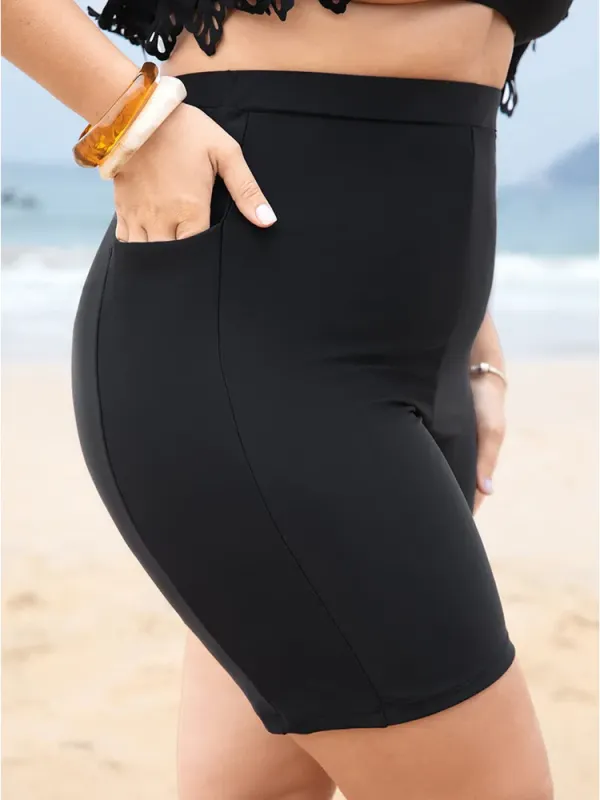 High Waist Pocket Side Swim Shorts