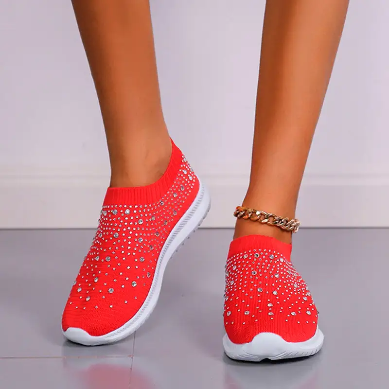 Women's Crystal Breathable SlipOn Walking Shoes