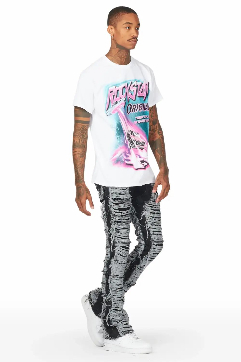 Conrad Black Stacked Flare Jean