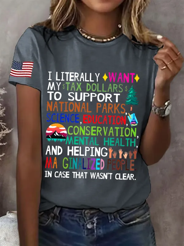 Women'S T-Shirt Women'S Support National Parks Print Round Neck T-Shirt