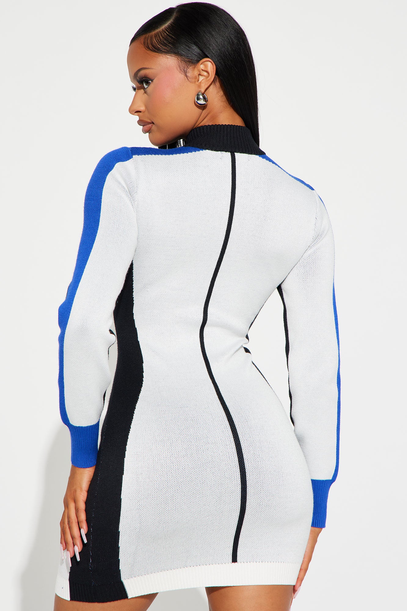 Start Your Engine Sweater Mini Dress - Blue