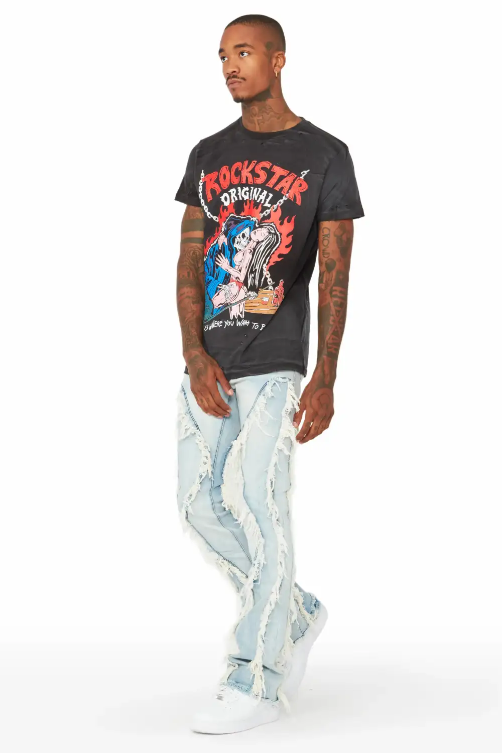 Tristan Blue Stacked Flare Jean