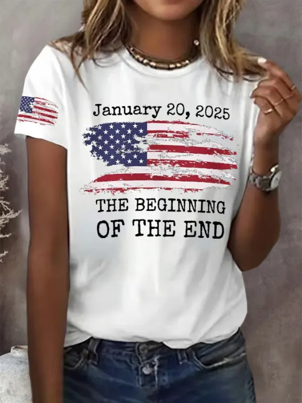 Retro January 20, 2025 The Beginning Of The End Print T-Shirt